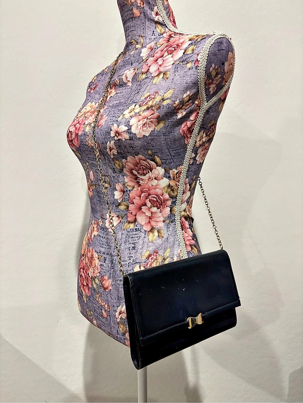 Salvatore Ferragamo Navy Blue Leather Shoulder Bag